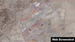 A portion of the Strava Labs heat map from Kandahar Airfield in Afghanistan, made by tracking activities. (Screen shot)