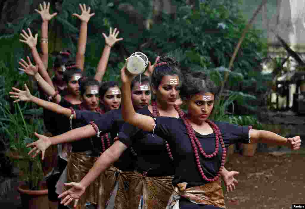 Students dressed as Hindu Lord Shiva, also known as Nataraja, the Lord of Dancers, during a religious event in Mumbai, India.