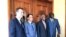 OAS Permanent Council Chair, US Ambassador Carlos Trujillo, Gonzalo Koncke, chief of staff for OAS Secretary General Luis Almagro, President Jovenel Moise and Foreign Minister Bocchit Edmond.