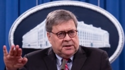 Attorney General William Barr speaks during a news conference, Dec. 21, 2020 at the Justice Department in Washington.