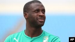 Le joueur ivoirien Yaya Touré lors d'un entrainement à Malabo, en Guinée Equatoriale, le 19 janvier 2015.