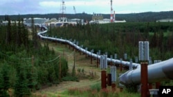 FILE - In this undated file photo the Trans-Alaska pipeline and pump station north of Fairbanks, Alaska is shown. Congressional Democrats are moving to reinstate regulations designed to limit potent greenhouse gas emissions from oil and gas fields…
