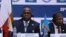 Félix Tshiksedi (c) président de la RDC, avec son homologue angolais João Lourenço (à dr.), à Dar es Salaam, Tanzanie, 17 août 2019. (Facebook/Présidence RDC)