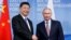 俄罗斯总统普京在符拉迪沃斯托克（又称海参崴）与出席东方经济论坛的中国国家主席习近平举行会晤。（2018年9月11日）