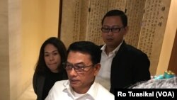 Kepala KSP Moeldoko menyindir ucapan Prabowo Subianto dalam acara Diseminasi Strategi Nasional Pencegahan Korupsi di Jakarta, Kamis (20/12/2018). (Foto: VOA/Rio Tuasikal)