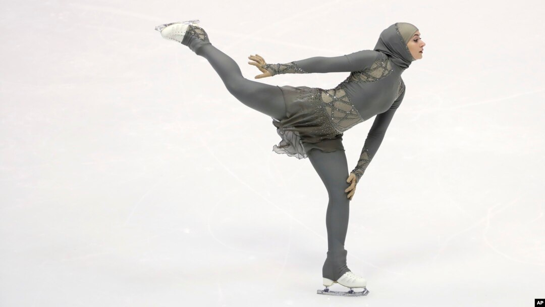 Zahra Lari of the United Arab Emirates performs during women's short program of Figure Skating competition at Makomanai Indoor Skating Rink at the Asian Winter Games in Sapporo, northern Japan, Feb. 23, 2017. 