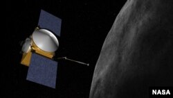 FILE - An artist's rendition of Osiris-Rex, which is set to be launched into space to begin a seven-year mission to collect and return samples from an asteroid, Bennu, that circles the sun in roughly the same orbit as Earth. (Credit: NASA/Goddard/University of Arizona) 