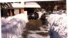 A driveway cleared of snow in Silver Spring, Maryland