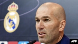 Zinedine Zidane donne une conférence de presse pour annoncer sa démission, Madrid le 31 mai 2018.