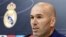 Zinedine Zidane donne une conférence de presse pour annoncer sa démission, Madrid le 31 mai 2018.