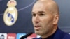 L'entraîneur français du Real Madrid, Zinedine Zidane, donne une conférence de presse pour annoncer sa démission à Madrid le 31 mai 2018.