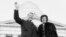 FILE - Philip H. Hoff and wife Joan wave in front of the Vermont State House as he became the first democratic governor in over 100 years in Montpelier, Vt. 