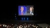 Students attend the presidential debate watch party at Temple University’s Klein College of Media and Communication in Philadelphia, PA