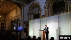 British Prime Minister Rishi Sunak speaks during the opening session of the Global Food Security Summit at Lancaster House in London, Britian November 20, 2023