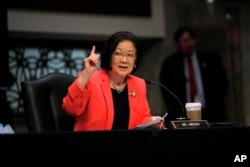 Sen. Mazie Hirono, D-Hawaii, speaks during a Senate Judiciary Committee business meeting on Capitol Hill in Washington, June 11, 2020.