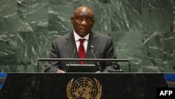 South African President Cyril Ramaphosa speaks during the "Summit of the Future" on the sidelines of the U.N. General Assembly in New York on Sept. 22, 2024. Several African nations are pushing for at least one permanent seat on the U.N. Security Council.