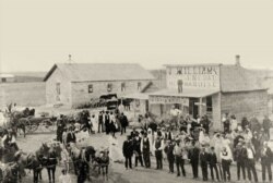 Residents of Nicodemus, Kansas, gather on Washington Street in 1855. (National Park Service photo)