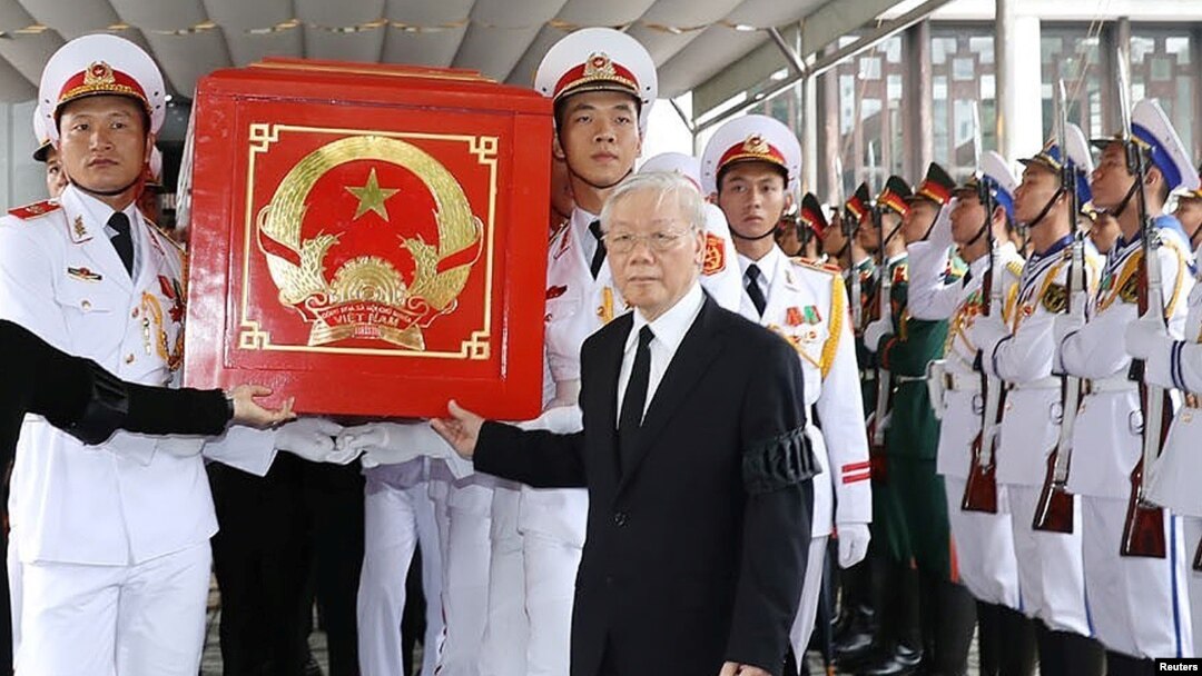 Ông Nguyễn Phú Trọng trong đám tang ông Trần Đại Quang năm 2018.