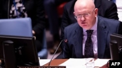 El embajador de Rusia ante las Naciones Unidas, Vasily Nebenzya, habla durante una reunión del Consejo de Seguridad de las Naciones Unidas, en Nueva York, el 10 de abril de 2019.