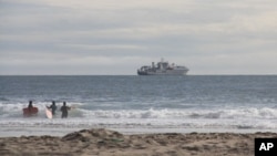 The commercial cable-laying ship, Dependable, installs backbone cables off the Oregon coast for the regional ocean observatory.