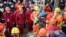 One (C-blue helmet) of twenty-two Chinese miners is rescued from hundreds of meters underground where they had been trapped for two weeks after a gold mine explosion in Qixia, in eastern China's Shandong province, Jan. 24, 2021.
