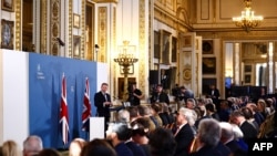 Міністр оборони Великої Британії Грант Шаппс виступає з промовою про оборону Великої Британії та її союзників у Lancaster House, Лондон, 15 січня 2024 року. (Фото HENRY NICHOLLS / AFP)