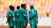 Coach Stephen Keshi speaks to members of the Super Eagles at practice in Abuja before their World Cup qualifier against Ethiopia.