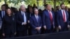 Donald Trump y su compañero de fórmula, JD Vance, el presidente de EEUU, Joe Biden y la candidata presidencial demócrata y vicepresidente Kamala Harris en una ceremonia por los ataques del 11 de septiembre en el World Trade Center en Nueva York, el 11 de septiembre de 2024.