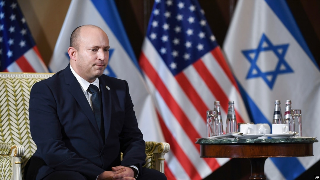 Israeli Prime Minister Naftali Bennett meets with Secretary of State Antony Blinken (not pictured) at the Willard Hotel in Washington, Aug. 25, 2021. 