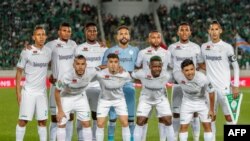 Les joueurs du Raja Casablanca lors d'un match contre le TP Mazembe, Maroc, le 28 février 2020.