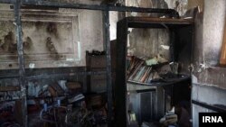 Sekolah yang hangus terbakar di sebelah tenggara kota Zahedan, Iran, 18 Desember 2018.