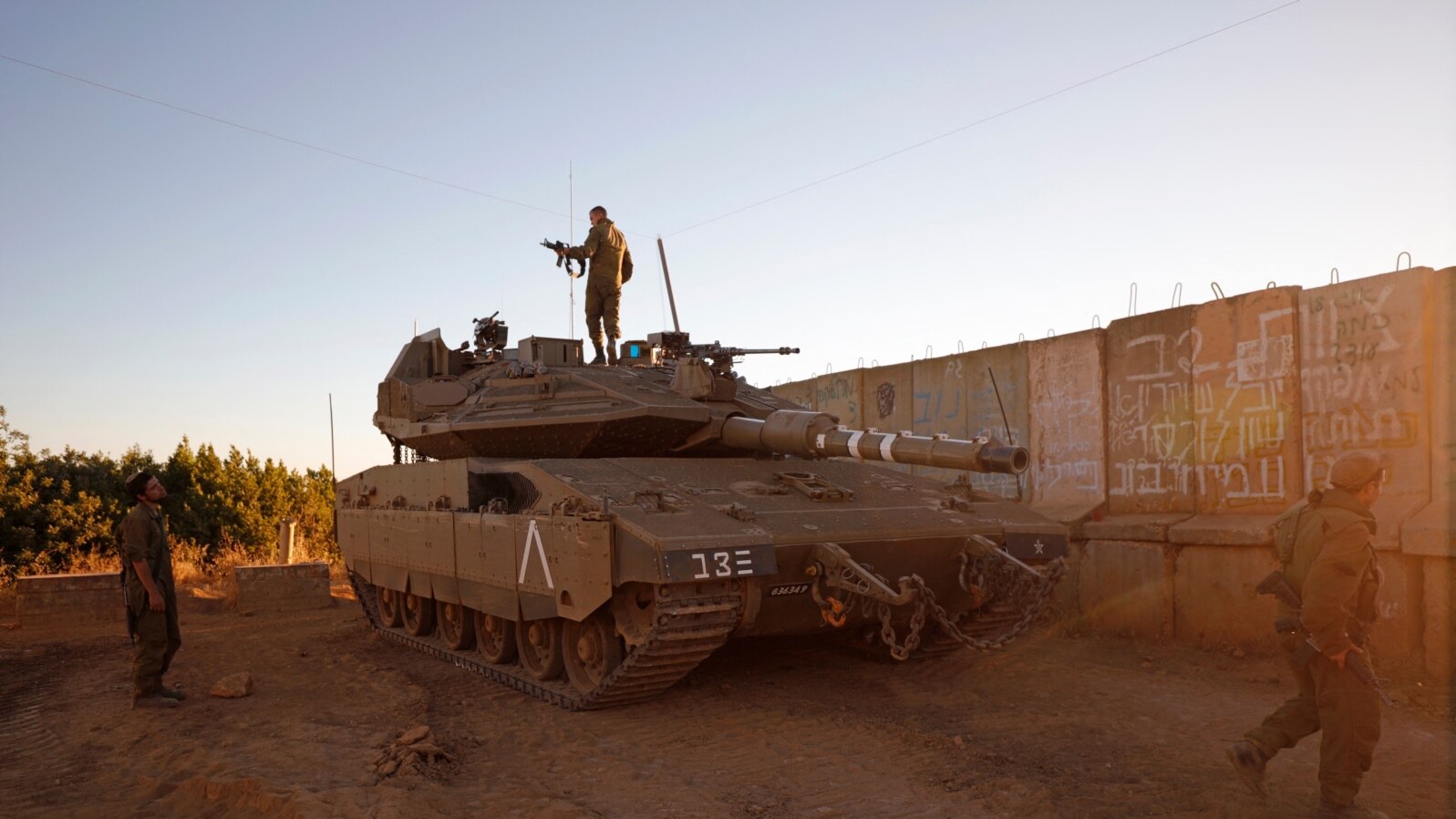 Israeli soldiers are positioned near the northern Israeli settlement of Shtula along the border with Lebanon, May 19, 2021. Several rockets were fired from southern Lebanon towards Israel Wednesday.