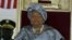Liberian President Ellen Johnson-Sirleaf sits at a ceremony to mark her second presidential inauguration at the Capitol in Monrovia, Liberia, January 16, 2012.
