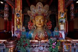 FILE - A Maitreya Buddha is seen at Thiskey Monastery near the town of Leh in Ladakh, India, Sept. 26, 2016.