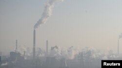 Smog surrounds a steel plant in Taiyuan, Shanxi province, China, Dec. 28, 2016. 