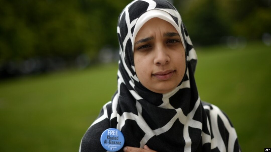Sarah Attia, wife of Khaled al-Qazzaz, who served as foreign policy advisor to ousted Egyptian President Mohamed Morsi, on August 25, 2014, at the United Nations offices in Geneva. 