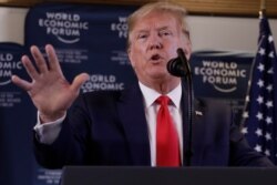 U.S. President Donald Trump speaks during a news conference at the World Economic Forum in Davos, Switzerland, Jan. 22, 2020.