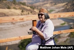 Yurok elder Jacqueline Winter is pictured by the Klamath River near Hornbrook, California, Aug. 25, 2024. Winter's son, Troy Fletcher, was the tribe's point person for dam removal for two decades. (Matthew Johan Mais via AP)