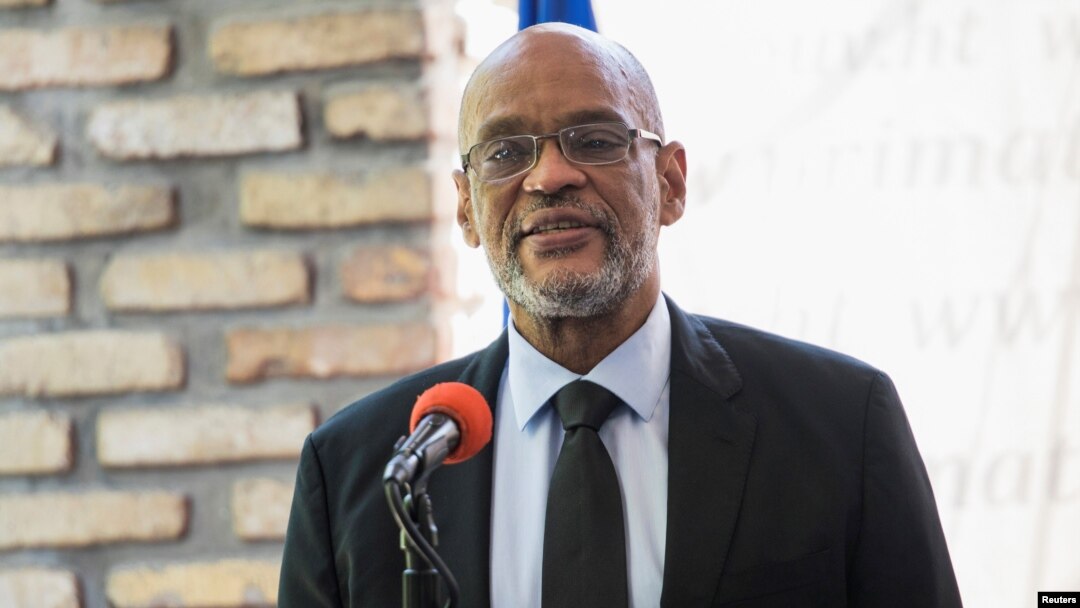 Haiti's Prime Minister Ariel Henry attends the signing ceremony of the "Political Agreement for a peaceful and effective governance of the interim period" with the opposition, in Port-au-Prince, Sept. 11, 2021.