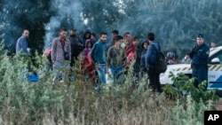 Незаконні мігранти на сербсько-угорському кордоні 
