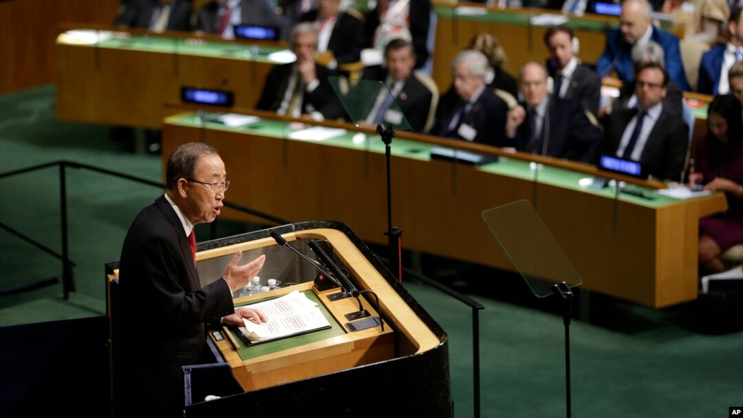 Ban Ki-moon habla durante la apertura de los debates de la 70 Asamblea General de Naciones Unidas.