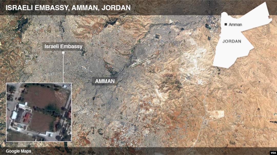 Peta Kedutaan Israel di Amman, Yordania.