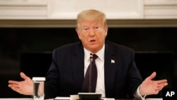 U.S. President Donald Trump speaks during a roundtable discussion with law enforcement officials, June 8, 2020, at the White House in Washington. 