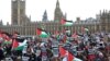 Ribaun warga melakukan aksi unjuk rasa pro-Palestina di depan gedung parlemen Inggris di London (foto: dok). 