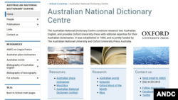 A screenshot of the Australian National Dictionary Centre's main website. (Courtesy photo, ANDC)