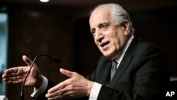 FILE - Zalmay Khalilzad, special envoy for Afghanistan Reconciliation, testifies before a Senate committee on Capitol Hill, April 27, 2021, during a hearing on the Biden administration's Afghanistan policy and plans to withdraw troops.