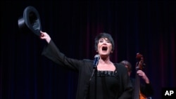 FILE - In this Aug. 2, 2015 file photo, Chita Rivera performs during the "Chita Rivera: A Lot of Livin' to Do" segment of the PBS 2015 Summer TCA Tour held at the Beverly Hilton Hotel in Beverly Hills, California. (Photo by Richard Shotwell/Invision/AP)