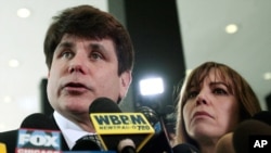 FILE - Former Illinois Gov. Rod Blagojevich speaks to the media in Chicago, June 27, 2011.