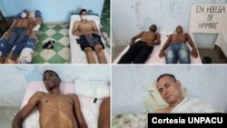 En la imagen varios de los opositores al Gobierno de Cuba, miembros del grupo UNPACU, que mantienen una huelga de hambre desde el 20 de marzo de 2021. [Foto: cortesía UNPACU]