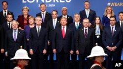 2019年12月4日北约成员国领导人在英国峰会上。